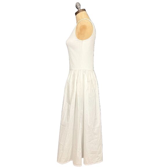 MADEWELL Drop-Waist Tank Midi Dress XS Fit Flare Vacay Lighthouse White NWT B20 - Picture 5 of 7
